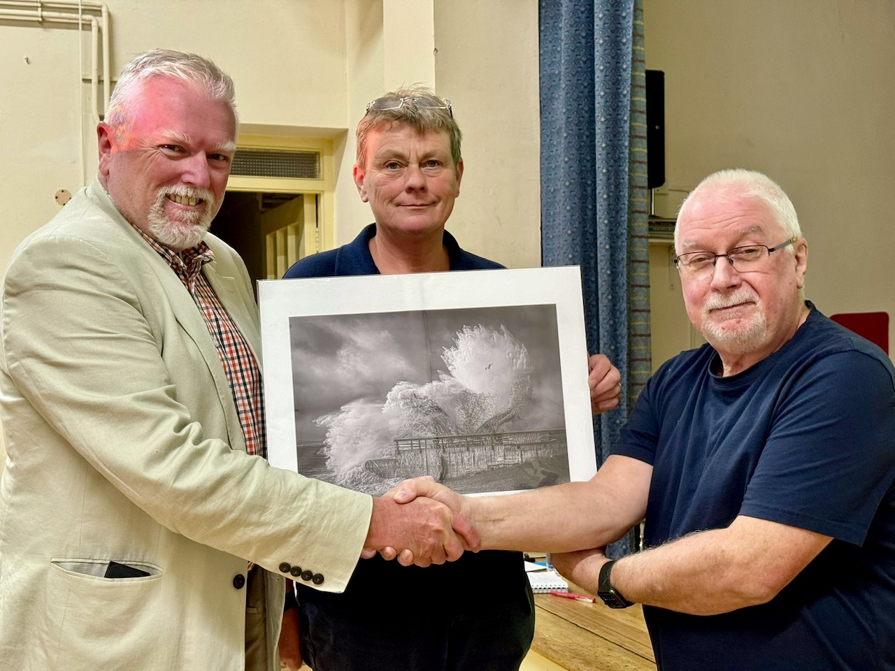 John Greenwood receiving his print of Flying Into The Storm
